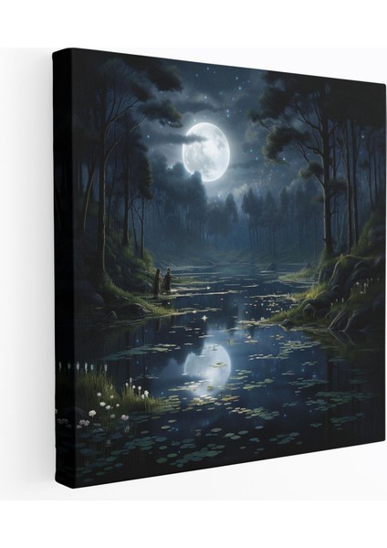 Gece Yarısı Gölü Kanvas Tablo Tablo - Gece Yarısı, Duvar Dekorasyonu, Kanvas Tablo Duvar Sanatı, Gece Yarısı, 30X30