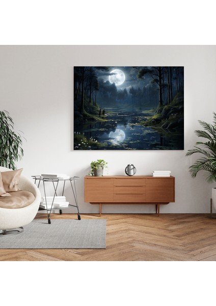 Gece Yarısı Gölü Kanvas Tablo Tablo - Gece Yarısı, Duvar Dekorasyonu, Kanvas Tablo Duvar Sanatı, Gece Yarısı, 30X30 fiyatları