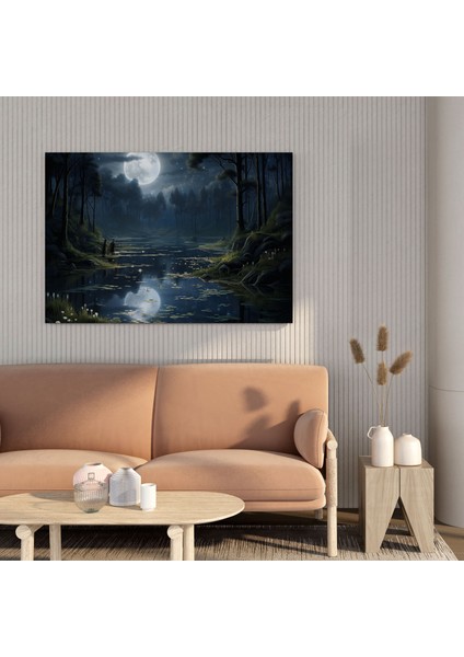 Gece Yarısı Gölü Kanvas Tablo Tablo - Gece Yarısı, Duvar Dekorasyonu, Kanvas Tablo Duvar Sanatı, Gece Yarısı, 30X30 modelleri