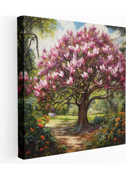 Regal Manolya Kanvas Tablo - Majestic Wall Art - Manolya, Ev Dekorasyonu, Canlı Çiçekler, Kanvas Tablo, 30X30