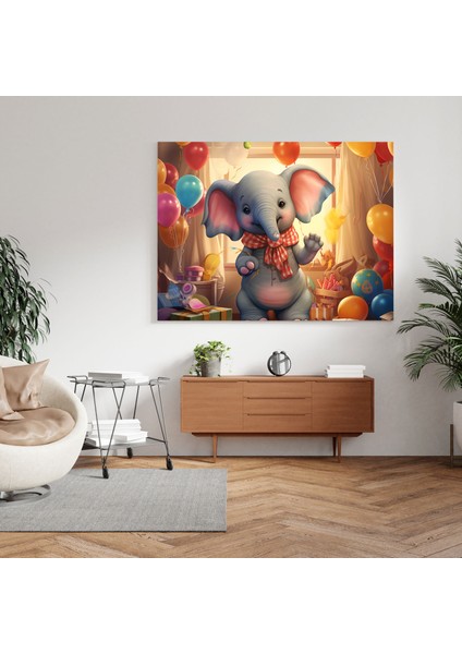 Çocuk Odası Kanvas Tablo: Balonlu Sevimli Fil - Çocuk Odası, Çocuk Odası, Duvar Süslemesi, Oyuncaklar, 30X30 fiyatları