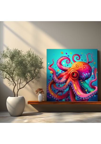Ahtapot Duvar Sanatı - Pop Art'tan Esinlenen Dijital Illüstrasyon - Ahtapot, Duvar Dekorasyonu, Pop Art'tan Esinlenen, Kanvas, 30X30 fiyatları