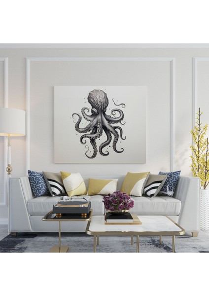 Minimalist Ahtapot Kanvas Tablo - Ahtapot, Duvar Süslemesi, Ahtapot, Ev Dekorasyonu, 30X30 fiyatları