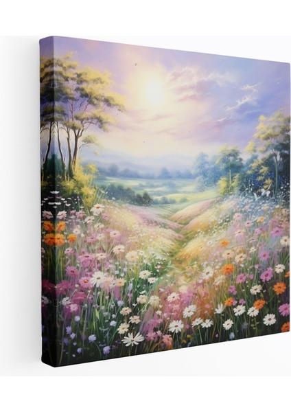 Pastel Kanvas Tablo - Çayır Manzarası Duvar Tablosu - Pastel, Kanvas Tablo, Pastel, Çayır Manzarası, 30X30