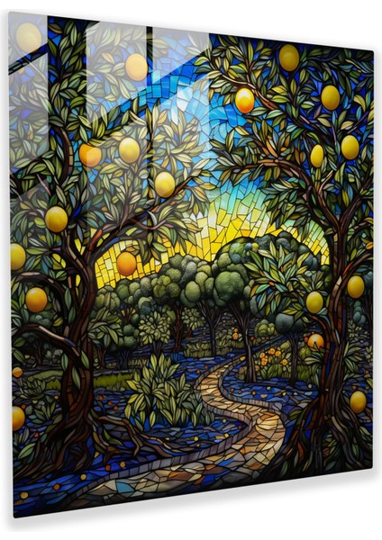 Limon Ağacı Cam Baskı - Vitray Mozaik - Limon Ağacı, Mozaik, Duvar Süsleme, Cam Baskı, 30X30