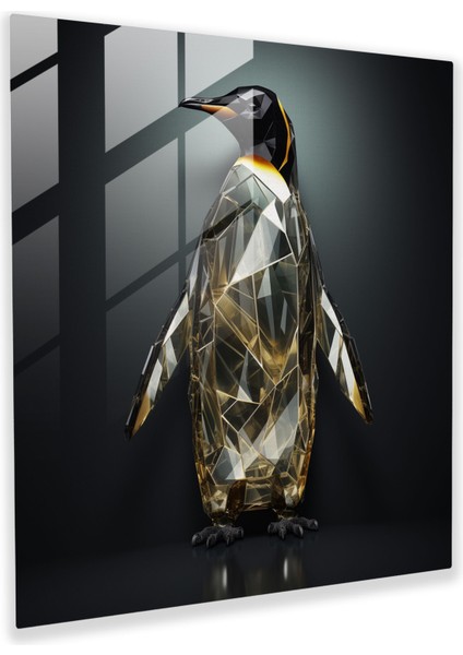 Geometrik Cam Baskı - Penguen Kompozisyon - Penguen, Ev Dekorasyonu, Geometrik, Duvar Süslemesi, 30X30