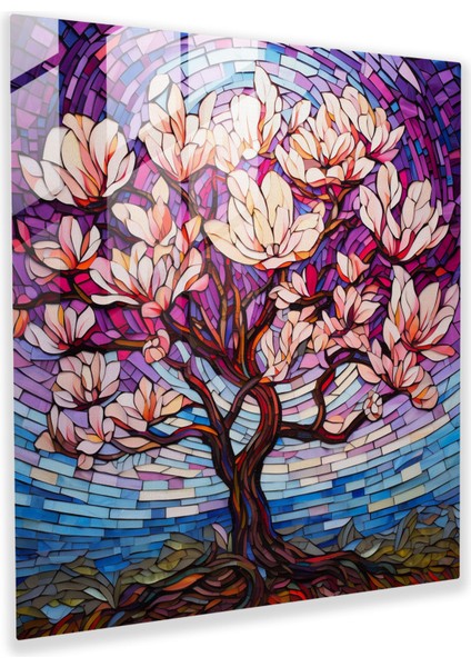 Magnolia Majesty Cam Baskı - Manolya, Duvar Süslemesi, Vitray Mozaik, Majestic, 30X30
