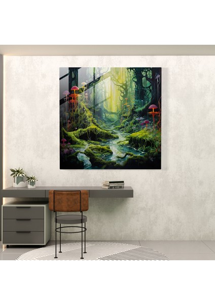 Yosun Cam Baskı - Yosun, Ev Dekorasyonu, Cam Sanatı, Büyülü Orman, 30X30 fiyatları