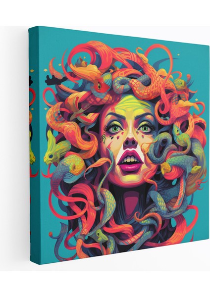 Medusa Pop Art Kanvas Tablo - Medusa, Çizgi Roman Tarzı, Ev Dekorasyonu, Kanvas Tablo, 30X30