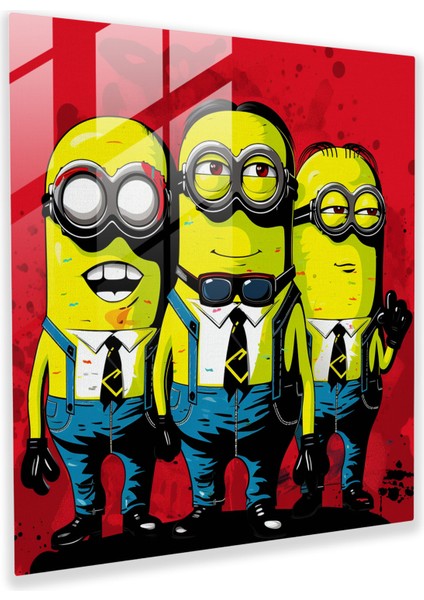 Minyonlar Cam Baskı - Pop Art Stili - Minyonlar, Cam Sanatı, Cam Baskı, Cam Duvar Sanatı, 70X70