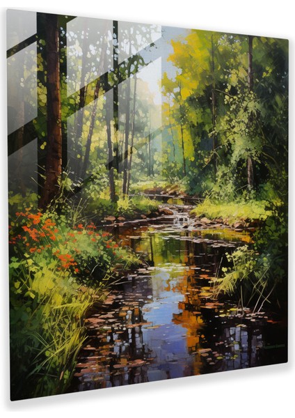Empresyonist Cam Duvar Sanatı - Merceksi Manzara Resmi - Merceksi, Yemyeşil Manzaralar, Büyüleyici, Modern Sanat, 50X50