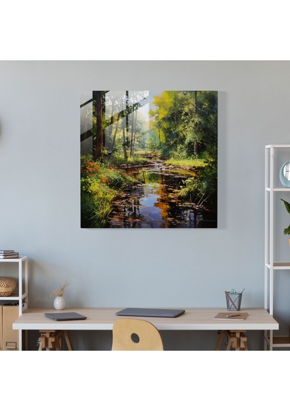 Empresyonist Cam Duvar Sanatı - Merceksi Manzara Resmi - Merceksi, Yemyeşil Manzaralar, Büyüleyici, Modern Sanat, 50X50 fiyatları