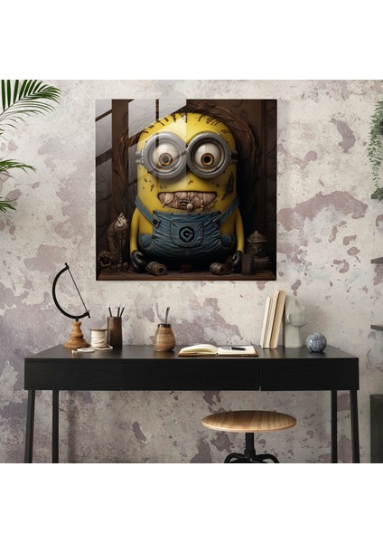 Gerçekçi Minyon Portresi Cam Baskı - Minyonlar, Modern Sanat, Minyonlar, Cam Baskı, 30X30
