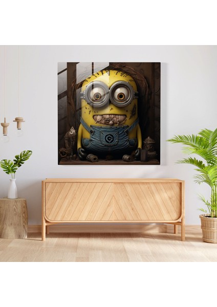 Gerçekçi Minyon Portresi Cam Baskı - Minyonlar, Modern Sanat, Minyonlar, Cam Baskı, 30X30