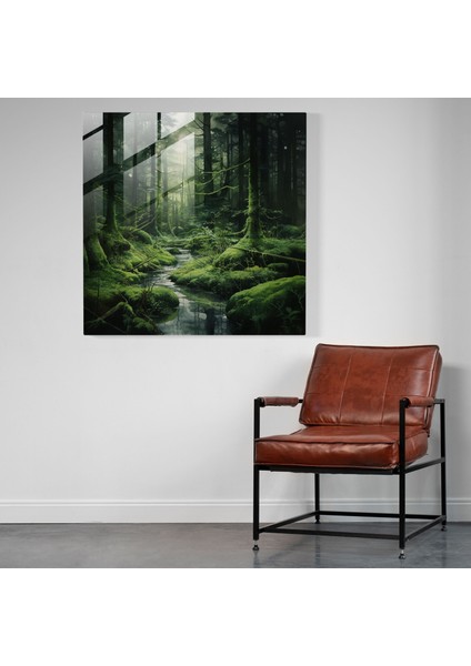 Yosunlu Orman Cam Baskı - Yosun, Cam Duvar Sanatı, Modern Sanat, Yosun, 30X30 fiyatları