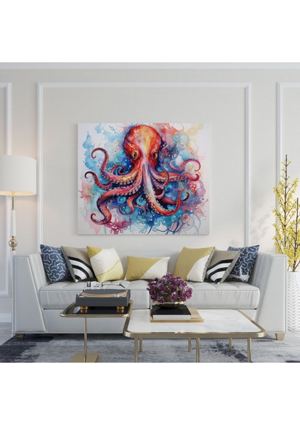 Ahtapot Suluboya Kanvas Tablo - Ahtapot, Ahtapot, Soyut Sanat, Suluboya, 30X30 fiyatları