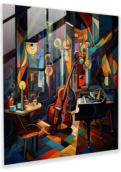Nighthawks Modern Art - Nighthawks, Gece Geç Saatlerde Caz Kulübü, Olağanüstü Parça, Kübistten Esinlenen Sanat Eseri, 30X30