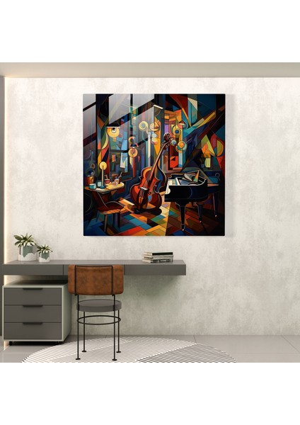 Nighthawks Modern Art - Nighthawks, Gece Geç Saatlerde Caz Kulübü, Olağanüstü Parça, Kübistten Esinlenen Sanat Eseri, 30X30 fiyatları