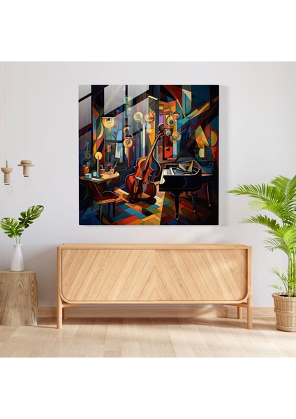 Nighthawks Modern Art - Nighthawks, Gece Geç Saatlerde Caz Kulübü, Olağanüstü Parça, Kübistten Esinlenen Sanat Eseri, 30X30 modelleri