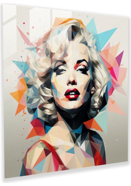 Geometrik Marilyn Monroe Cam Baskı - Marilyn Monroe, Marilyn Monroe, Duvar Süslemesi, Cam Sanatı, 30X30