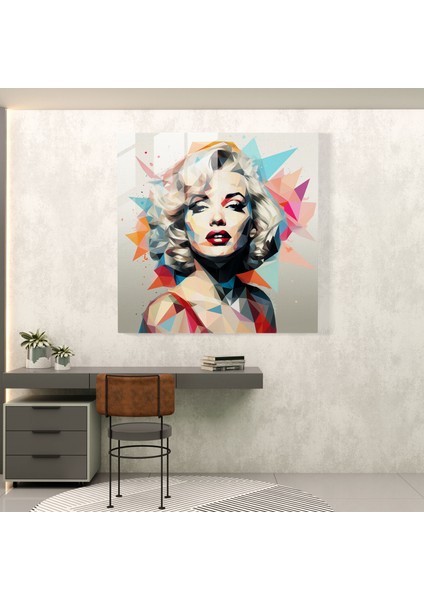 Geometrik Marilyn Monroe Cam Baskı - Marilyn Monroe, Marilyn Monroe, Duvar Süslemesi, Cam Sanatı, 30X30