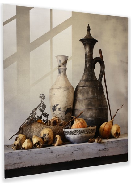 Nötr Natürmort Cam Baskı - Nötr, Cam Baskı, Natürmort Resim, Modern Sanat, 30X30
