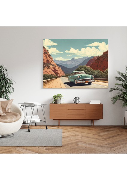 Nostaljik Yol Gezisi Kanvas Tablo - Nostalji, Kanvas Tablo, Yolculuk Tutkusu, Nostalji, 30X30 fiyatları