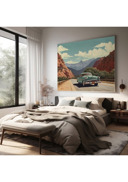 Nostaljik Yol Gezisi Kanvas Tablo - Nostalji, Kanvas Tablo, Yolculuk Tutkusu, Nostalji, 30X30 modelleri