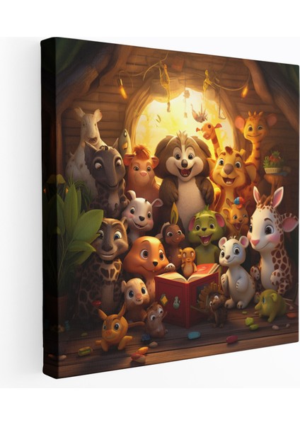 Kreş Kaprisli Dijital Kanvas Tablo - Çocuk Odası, Kaprisli Dijital Illüstrasyon, Duvar Sanatı, Kreş, 30X30