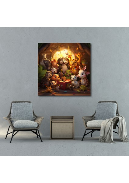 Kreş Kaprisli Dijital Kanvas Tablo - Çocuk Odası, Kaprisli Dijital Illüstrasyon, Duvar Sanatı, Kreş, 30X30 fiyatları
