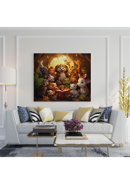 Kreş Kaprisli Dijital Kanvas Tablo - Çocuk Odası, Kaprisli Dijital Illüstrasyon, Duvar Sanatı, Kreş, 30X30 modelleri