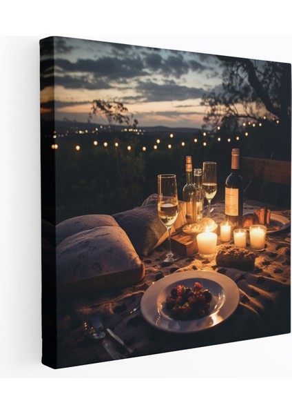 Gece Yarısı Pikniği Duvar Sanatı - Gece Yarısı, Yıldızların Aydınlattığı Gökyüzü, Piknik, Gece Yarısı, 30X30