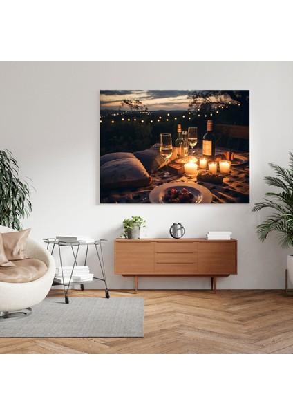 Gece Yarısı Pikniği Duvar Sanatı - Gece Yarısı, Yıldızların Aydınlattığı Gökyüzü, Piknik, Gece Yarısı, 30X30 fiyatları