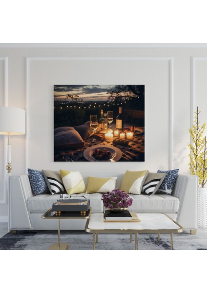 Gece Yarısı Pikniği Duvar Sanatı - Gece Yarısı, Yıldızların Aydınlattığı Gökyüzü, Piknik, Gece Yarısı, 30X30 modelleri