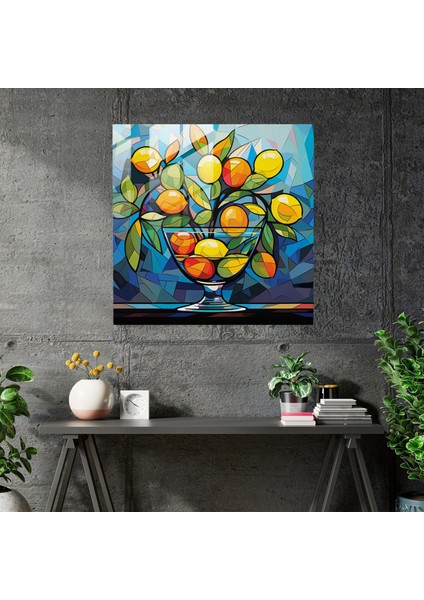 Limon Ağacı Cam Baskı - Pop Art'tan Esinlenen - Limon Ağacı, Cam Duvar Sanatı, Ev Dekorasyonu, Cesur Renkler, 30X30 fiyatları