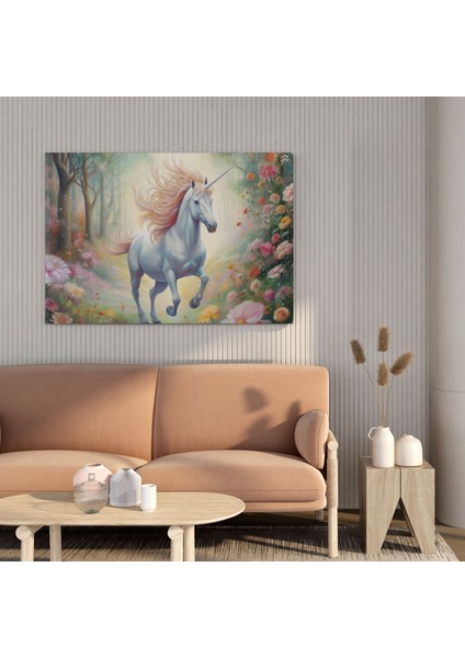 Pastel Unicorn Kanvas Tablo - Pastel, Duvar Dekorasyonu, Kanvas Tablo, Büyülü Orman, 30X30 fiyatları