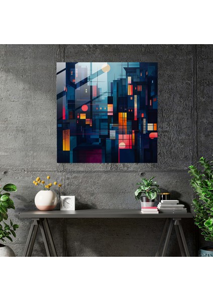 Gece Yarısı Geometrik Cam Sanatı - Gece Yarısı, Cesur Şekiller, Modern Sanat, Yapı, 30X30 fiyatları