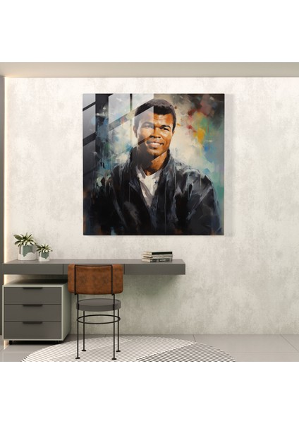 Muhammed Ali Dışavurumcu Yağlıboya Tablo Cam Baskı - Muhammed Ali, Ev Dekorasyonu, Cam Duvar Tablosu, Muhammed Ali, 30X30