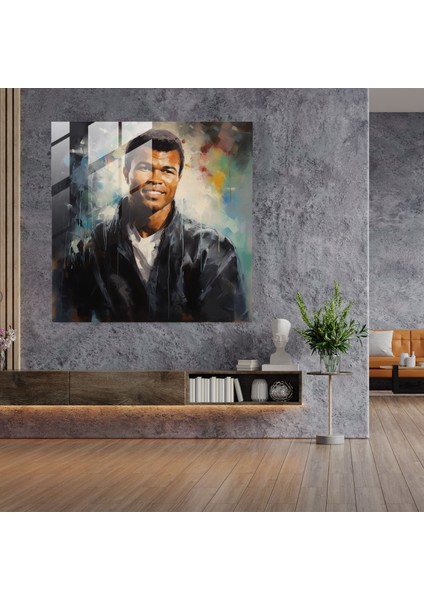 Muhammed Ali Dışavurumcu Yağlıboya Tablo Cam Baskı - Muhammed Ali, Ev Dekorasyonu, Cam Duvar Tablosu, Muhammed Ali, 30X30