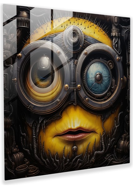 Minyonlar Gerçekçi Portre Cam Baskı - Minyonlar, Karmaşık Detaylar, Benzersiz Kişilik, Modern Sanat, 30X30