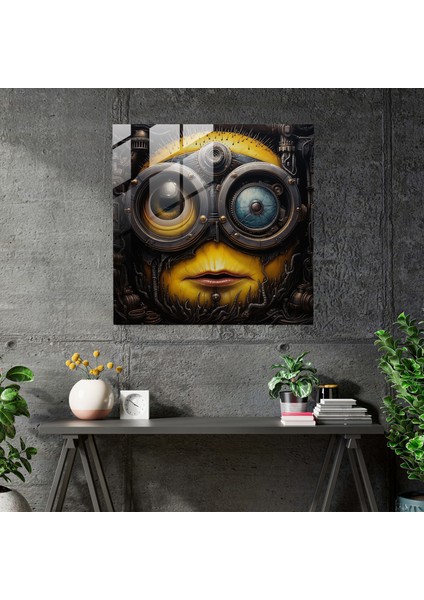 Minyonlar Gerçekçi Portre Cam Baskı - Minyonlar, Karmaşık Detaylar, Benzersiz Kişilik, Modern Sanat, 30X30 modelleri