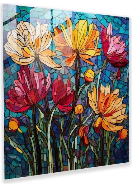 Papirüs Vitray Duvar Dekorasyonu - Papirüs, Ev Dekorasyonu, Canlı Tonlar, Cam Baskı, 30X30