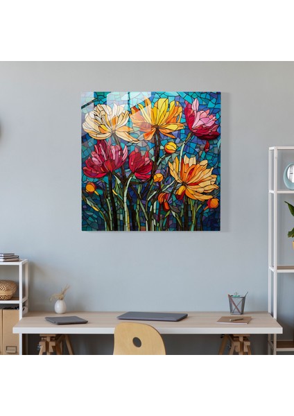 Papirüs Vitray Duvar Dekorasyonu - Papirüs, Ev Dekorasyonu, Canlı Tonlar, Cam Baskı, 30X30 fiyatları