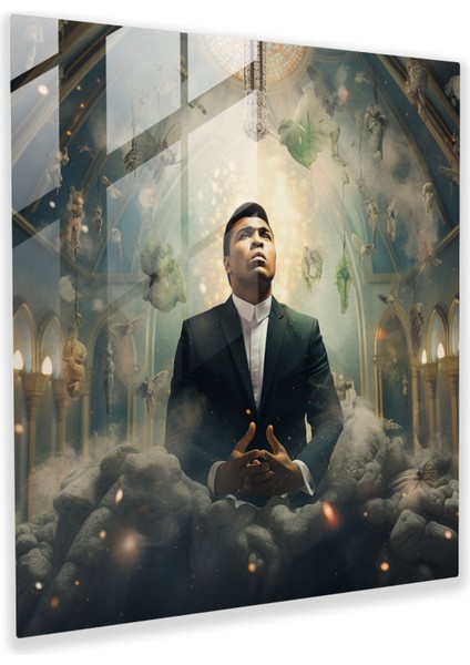 Muhammed Ali Rüyası Cam Baskı - Muhammed Ali, Hayattan Daha Büyük Persona, Cam Duvar Sanatı, Dijital Sanat Eseri, 30X30
