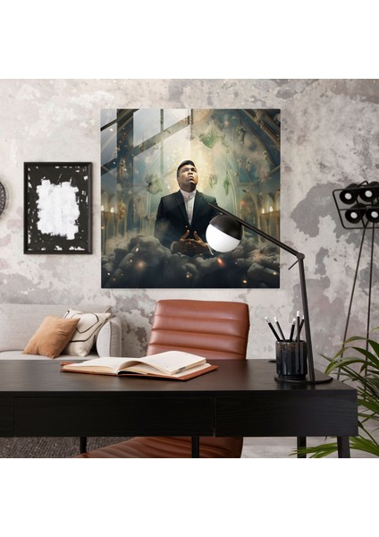Muhammed Ali Rüyası Cam Baskı - Muhammed Ali, Hayattan Daha Büyük Persona, Cam Duvar Sanatı, Dijital Sanat Eseri, 30X30 fiyatları