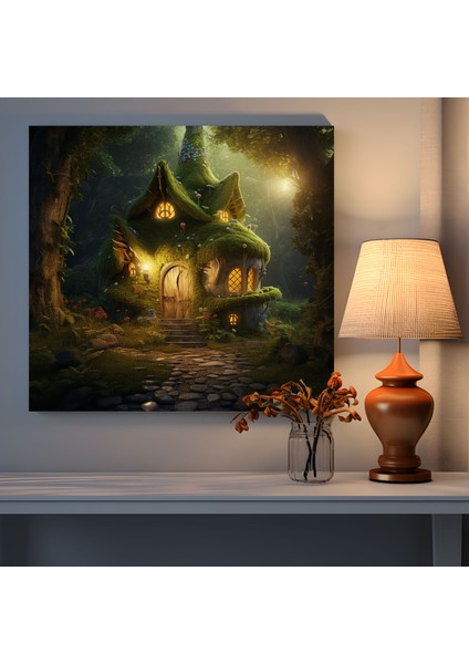Yosun Duvar Sanatı - Masallardan Esinlenen Kır Evi Kanvas Tablo - Yosun, Yosun Duvar Sanatı, Kanvas Tablo, Ev Dekorasyonu, 30X30 fiyatları