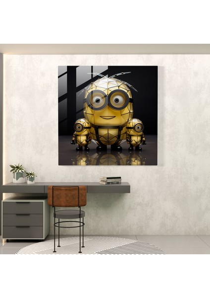 Minions Geometrik Cam Sanatı - Minyonlar, Yaratıcı, Cam Heykel, Minyonlar, 30X30