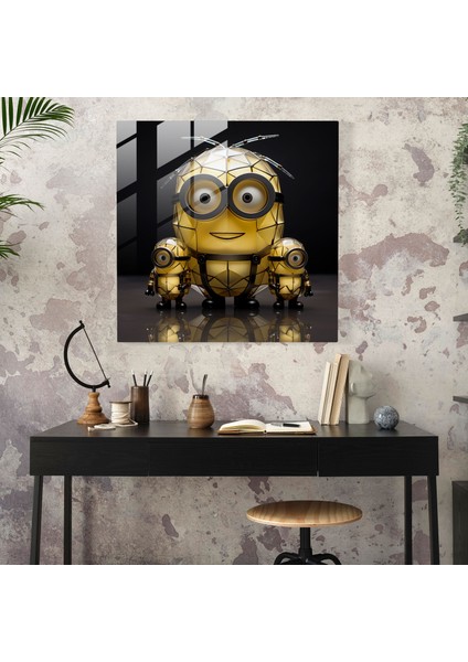 Minions Geometrik Cam Sanatı - Minyonlar, Yaratıcı, Cam Heykel, Minyonlar, 30X30