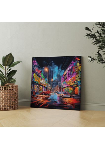 Gece Yarısı Graffiti Duvar Sanatı - Gece Yarısı, Kanvas Tablo Duvar Sanatı, Enerjik, Kanvas, 30X30 fiyatları