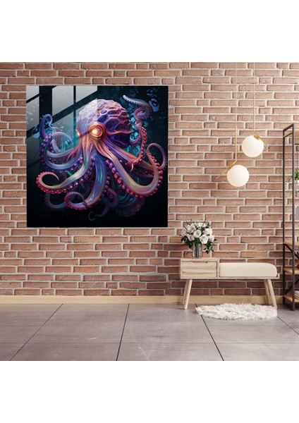 Mistik Ahtapot Cam Baskı - Ahtapot, Duvar Süslemesi, Canlı, Ahtapot, 30X30 fiyatları